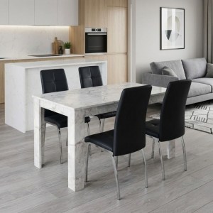 meg-GP100-0274,1-0 ΣΕΤ ΤΡΑΠΕΖΑΡΙΑ 5ΤΜΧ DARLEN - ALMA MEGAPAP ΧΡΩΜΑ ΛΕΥΚΟ ΕΦΕ ΜΑΡΜΑΡΟΥ - ΜΑΥΡΟ 125X72X74ΕΚ.