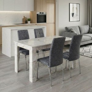 meg-GP100-0274,2-0 ΣΕΤ ΤΡΑΠΕΖΑΡΙΑ 5ΤΜΧ DARLEN - ALMA MEGAPAP ΧΡΩΜΑ ΛΕΥΚΟ ΕΦΕ ΜΑΡΜΑΡΟΥ - ΓΚΡΙ 125X72X74ΕΚ.