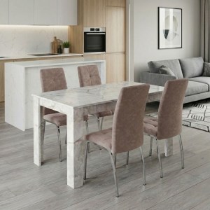 meg-GP100-0274,3-0 ΣΕΤ ΤΡΑΠΕΖΑΡΙΑ 5ΤΜΧ DARLEN - ALMA MEGAPAP ΧΡΩΜΑ ΛΕΥΚΟ ΕΦΕ ΜΑΡΜΑΡΟΥ - ΜΠΕΖ 125X72X74ΕΚ.