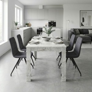 meg-GP100-0277,1-0 ΣΕΤ ΤΡΑΠΕΖΑΡΙΑ 5ΤΜΧ DARLEN - BIANCA MEGAPAP ΧΡΩΜΑ ΛΕΥΚΟ ΕΦΕ ΜΑΡΜΑΡΟΥ - ΓΚΡΙ 125X72X74ΕΚ.