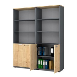 meg-GP100-0279,1-2 ΒΙΒΛΙΟΘΗΚΗ ΓΡΑΦΕΙΟΥ ΕΠΑΓΓΕΛΜΑΤΙΚΗ VENTURO MEGAPAP ΧΡΩΜΑ ΑΝΘΡΑΚΙ - ΦΥΣΙΚΟ ΟΞΙΑΣ 160X40X200ΕΚ.