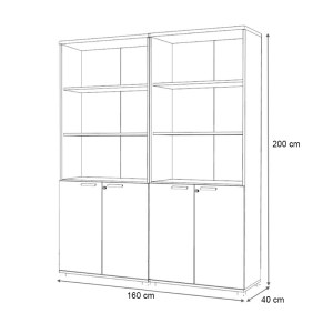 meg-GP100-0279,1-4 ΒΙΒΛΙΟΘΗΚΗ ΓΡΑΦΕΙΟΥ ΕΠΑΓΓΕΛΜΑΤΙΚΗ VENTURO MEGAPAP ΧΡΩΜΑ ΑΝΘΡΑΚΙ - ΦΥΣΙΚΟ ΟΞΙΑΣ 160X40X200ΕΚ.