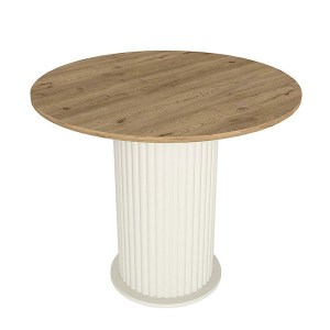 meg-GP100-0289,1-3 ΣΕΤ ΤΡΑΠΕΖΑΡΙΑ 5ΤΜΧ BOHEMA - KEVIN MEGAPAP ΧΡΩΜΑ IVORY/SEPET OAK - ΜΟΥΣΤΑΡΔΙ Ø90X77,7ΕΚ.