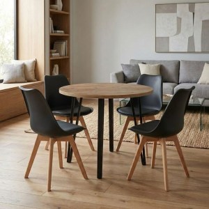 meg-GP100-0302,2-0 ΣΕΤ ΤΡΑΠΕΖΑΡΙΑ 5ΤΜΧ XANA - VIVA MEGAPAP ΧΡΩΜΑ SEPET OAK - ΜΑΥΡΟ Ø90X77,7ΕΚ.