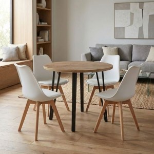 meg-GP100-0302,3-0 ΣΕΤ ΤΡΑΠΕΖΑΡΙΑ 5ΤΜΧ XANA - VIVA MEGAPAP ΧΡΩΜΑ SEPET OAK - ΛΕΥΚΟ Ø90X77,7ΕΚ.