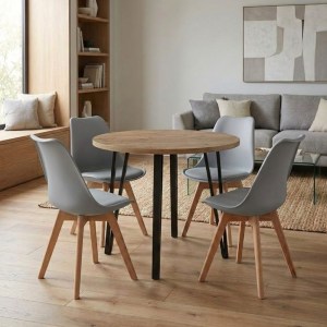 meg-GP100-0302,4-0 ΣΕΤ ΤΡΑΠΕΖΑΡΙΑ 5ΤΜΧ XANA - VIVA MEGAPAP ΧΡΩΜΑ SEPET OAK - ΓΚΡΙ Ø90X77,7ΕΚ.