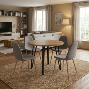 meg-GP100-0304,2-0 ΣΕΤ ΤΡΑΠΕΖΑΡΙΑ 5ΤΜΧ XANA - IRIS MEGAPAP ΧΡΩΜΑ SEPET OAK - ΑΝΟΙΧΤΟ ΜΠΕΖ/ΦΥΣΙΚΟ ΠΟΔΙ Ø90X77,7ΕΚ.