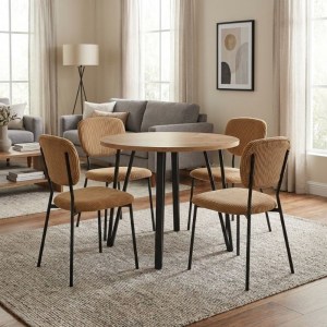 meg-GP100-0307,1-0 ΣΕΤ ΤΡΑΠΕΖΑΡΙΑ 5ΤΜΧ XANA - KEVIN MEGAPAP ΧΡΩΜΑ SEPET OAK - ΜΟΥΣΤΑΡΔΙ Ø90X77,5ΕΚ.