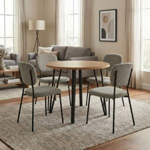 meg-GP100-0307,2-0 ΣΕΤ ΤΡΑΠΕΖΑΡΙΑ 5ΤΜΧ XANA - KEVIN MEGAPAP ΧΡΩΜΑ SEPET OAK - ΛΑΔΙ Ø90X77,5ΕΚ.