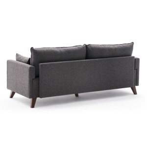 meg-PRGP043-0027,4-5 ΚΑΝΑΠΕΣ BELLA MEGAPAP ΤΡΙΘΕΣΙΟΣ ΥΦΑΣΜΑΤΙΝΟΣ ΧΡΩΜΑ ΑΝΘΡΑΚΙ 208X81X85ΕΚ.