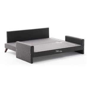 meg-PRGP043-0028,4-7 ΚΑΝΑΠΕΣ - ΚΡΕΒΑΤΙ BELLA MEGAPAP ΤΡΙΘΕΣΙΟΣ ΥΦΑΣΜΑΤΙΝΟΣ ΧΡΩΜΑ ΑΝΘΡΑΚΙ 208X81X85ΕΚ.