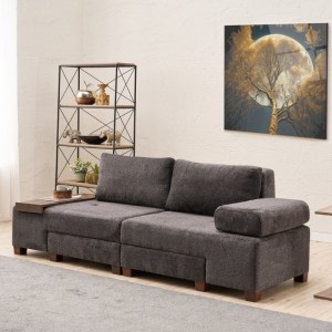 meg-PRGP043-0083,2-1 ΚΑΝΑΠΕΣ - ΚΡΕΒΑΤΙ ΠΟΛΥΜΟΡΦΙΚΟΣ PERENNA MEGAPAP ΤΡΙΘΕΣΙΟΣ ΥΦΑΣΜΑΤΙΝΟΣ ΧΡΩΜΑ ΑΝΘΡΑΚΙ 233X93X83ΕΚ.