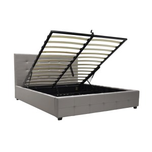 pak-006-000045-2 ΚΡΕΒΑΤΙ ROI PAKOWORLD ΜΕ ΑΠΟΘΗΚΕΥΤΙΚΟ ΧΩΡΟ PU ΓΚΡΙ ΜΑΤ 160X200ΕΚ