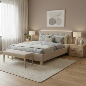 pak-006-000055-1 ΚΡΕΒΑΤΙ MAGO PAKOWORLD ΥΦΑΣΜΑ ΣΕ ΕΚΡΟΥ ΑΠΟΧΡΩΣΗ ΜΕ ΦΥΣΙΚΟ ΞΥΛΙΝΟ ΠΟΔΙ 160X200ΕΚ