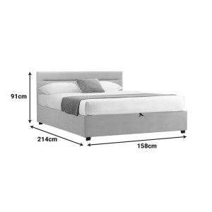 pak-006-000059-6 ΚΡΕΒΑΤΙ MOLITO PAKOWORLD ΒΕΛΟΥΔΟ ΣΕ ΓΚΡΙ ΑΠΟΧΡΩΣΗ ΜΕ ΑΠΟΘΗΚΕΥΤΙΚΟ ΧΩΡΟ150X200ΕΚ