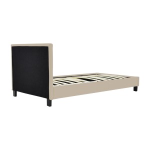 pak-006-000065-2 ΚΡΕΒΑΤΙ NEVIL PAKOWORLD ΥΦΑΣΜΑ ΕΚΡΟΥ ΜΕ ΞΥΛΙΝΟ ΜΑΥΡΟ ΠΟΔΙ 90X190ΕΚ