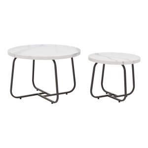 pak-029-000240-2 TΡΑΠΕΖΙΑ ΣΑΛΟΝΙΟΥ CRISMORY PAKOWORLD ΣΕΤ 2ΤΕΜ MDF ΣΕ ΑΠΟΧΡΩΣΗ ΛΕΥΚΟ ΜΑΡΜΑΡΟΥ ΚΑΙ ΜΑΥΡΑ ΜΕΤΑΛΛΙΚΑ ΠΟΔΙΑ