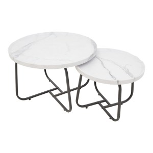 pak-029-000240-3 TΡΑΠΕΖΙΑ ΣΑΛΟΝΙΟΥ CRISMORY PAKOWORLD ΣΕΤ 2ΤΕΜ MDF ΣΕ ΑΠΟΧΡΩΣΗ ΛΕΥΚΟ ΜΑΡΜΑΡΟΥ ΚΑΙ ΜΑΥΡΑ ΜΕΤΑΛΛΙΚΑ ΠΟΔΙΑ