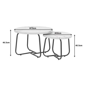 pak-029-000240-6 TΡΑΠΕΖΙΑ ΣΑΛΟΝΙΟΥ CRISMORY PAKOWORLD ΣΕΤ 2ΤΕΜ MDF ΣΕ ΑΠΟΧΡΩΣΗ ΛΕΥΚΟ ΜΑΡΜΑΡΟΥ ΚΑΙ ΜΑΥΡΑ ΜΕΤΑΛΛΙΚΑ ΠΟΔΙΑ
