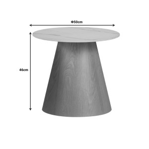 pak-029-000266-4 ΒΟΗΘΗΤΙΚΟ ΤΡΑΠΕΖΙ SOLEIRE INART ΛΕΥΚΟ ΜΑΡΜΑΡΟΥ SINTERED STONE-ΜΕΤΑΛΛΙΚΗ ΒΑΣΗ Φ50X47.5ΕΚ