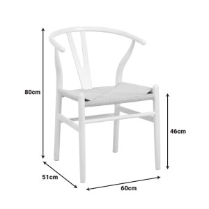 pak-029-000343-5 ΚΑΡΕΚΛΑ WISHBONE PAKOWORLD RUBBERWOOD-ΣΧΟΙΝΙ ΣΕ ΛΕΥΚΗ ΑΠΟΧΡΩΣΗ 60X51X80ΕΚ