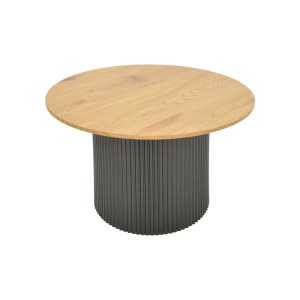 pak-029-000354-2 ΤΡΑΠΕΖΙ ΣΑΛΟΝΙΟΥ DOVEL PAKOWORLD MDF ΣΕ SONOMA-ΜΑΥΡΟ ΜΕΤΑΛΛΟ Φ70X45ΕΚ