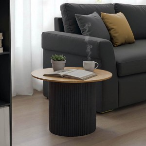 pak-029-000354 ΤΡΑΠΕΖΙ ΣΑΛΟΝΙΟΥ DOVEL PAKOWORLD MDF ΣΕ SONOMA-ΜΑΥΡΟ ΜΕΤΑΛΛΟ Φ70X45ΕΚ