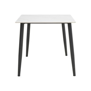 pak-029-000376-1 ΤΡΑΠΕΖΙ GUSTAS Ι PAKOWORLD ΛΕΥΚΟ ΜΑΡΜΑΡΟΥ SINTERED STONE-ΜΑΥΡΟ ΜΕΤΑΛΛΟ 80X80X76ΕΚ