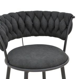 pak-029-000381-4 ΠΟΛΥΘΡΟΝΑ ALKIA I PAKOWORLD ΥΦΑΣΜΑ ΣΕ ΜΑΥΡΗ ΑΠΟΧΡΩΣΗ- ΠΟΔΙ ΜΑΥΡΟ ΜΕΤΑΛΛΟ 57X58.5X72ΕΚ