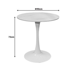 pak-029-000451-3 TΡΑΠΕΖΙ BALOU PAKOWORLD SINTERED STONE ΣΕ ΛΕΥΚΗ ΑΠΟΧΡΩΣΗ ΜΕ ΟΨΗ ΜΑΡΜΑΡΟΥ-ΒΑΣΗ ΛΕΥΚΟ ΜΕΤΑΛΛΟ Φ90X73ΕΚ