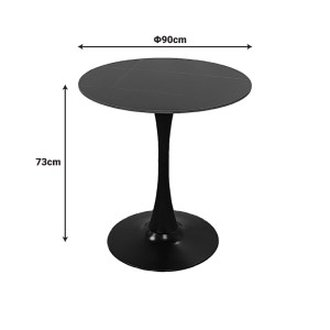 pak-029-000452-2 TΡΑΠΕΖΙ BALOU PAKOWORLD SINTERED STONE ΣΕ ΜΑΥΡΗ ΑΠΟΧΡΩΣΗ ΜΕ ΟΨΗ ΜΑΡΜΑΡΟΥ-ΒΑΣΗ ΜΑΥΡΟ ΜΕΤΑΛΛΟ Φ90X73ΕΚ