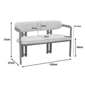 pak-029-000460-7 ΚΑΝΑΠΕΣ ΔΙΘΕΣΙΟΣ BERDONA PAKOWORLD ΜΑΥΡΟ ΜΕ ΜΠΕΖ ΥΦΑΣΜΑ-ΜΕΤΑΛΛΙΚΟ ΠΟΔΙ ΣΕ ΦΥΣΙΚΗ ΑΠΟΧΡΩΣΗ 120X47X78ΕΚ