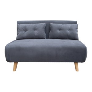 pak-035-000103-3 ΚΑΝΑΠΕΣ-ΚΡΕΒΑΤΙ JOSUANE PAKOWORLD ΔΙΘΕΣΙΟΣ ΑΝΘΡΑΚΙ ΒΕΛΟΥΔΟ ΚΑΙ ΞΥΛΙΝΟ ΠΟΔΙ ΣΕ ΦΥΣΙΚΗ ΑΠΟΧΡΩΣΗ 122X80X81ΕΚ