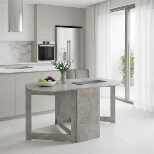 pak-049-000059 ΤΡΑΠΕΖΙ NADINE PAKOWORLD ΠΟΛΥΜΟΡΦΙΚΟ-ΕΠΕΚΤΕΙΝΟΜΕΝΟ ΧΡΩΜΑ ΓΚΡΙ ANTIQUE 160X80X76.5ΕΚ