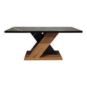 pak-049-000104-3 ΤΡΑΠΕΖΙ ΣΑΛΟΝΙΟΥ SOLANGE PAKOWORLD ΣΕ SONOMA ΜΕ ΜΑΥΡΗ ΟΨΗ ΜΑΡΜΑΡΟΥ 110X55X47.5ΕΚ