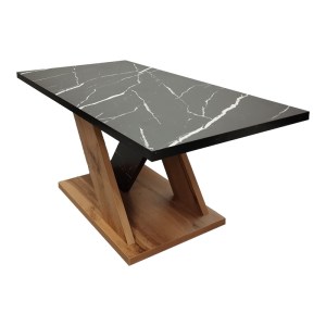 pak-049-000104-4 ΤΡΑΠΕΖΙ ΣΑΛΟΝΙΟΥ SOLANGE PAKOWORLD ΣΕ SONOMA ΜΕ ΜΑΥΡΗ ΟΨΗ ΜΑΡΜΑΡΟΥ 110X55X47.5ΕΚ