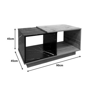 pak-049-000110-5 ΤΡΑΠΕΖΙ ΣΑΛΟΝΙΟΥ FETIX PAKOWORLD ΣΕ ΜΑΥΡΟ ΜΑΡΜΑΡΟΥ-SONOMA ΑΠΟΧΡΩΣΗ 90X45X45ΕΚ