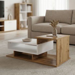 pak-049-000119 ΤΡΑΠΕΖΙ ΣΑΛΟΝΙΟΥ NUVELE PAKOWORLD SONOMA-ΛΕΥΚΟ 90X50X35ΕΚ