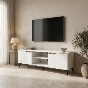 pak-049-000124 ΕΠΙΠΛΟ ΤΗΛΕΟΡΑΣΗΣ KEMVIO PAKOWORLD  SONOMA-ΛΕΥΚΟ 150X38X44ΕΚ