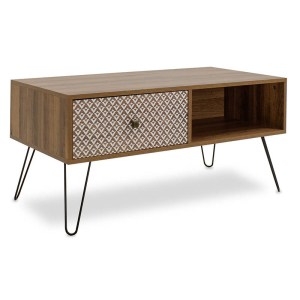pak-066-000005-1 ΤΡΑΠΕΖΙ ΣΑΛΟΝΙΟΥ BOHO PAKOWORLD ΚΑΡΥΔΙ ΜΕ ΜΕΤΑΛΛΙΚΑ ΠΟΔΙΑ 100X50X46ΕΚ