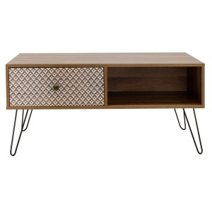pak-066-000005-3 ΤΡΑΠΕΖΙ ΣΑΛΟΝΙΟΥ BOHO PAKOWORLD ΚΑΡΥΔΙ ΜΕ ΜΕΤΑΛΛΙΚΑ ΠΟΔΙΑ 100X50X46ΕΚ