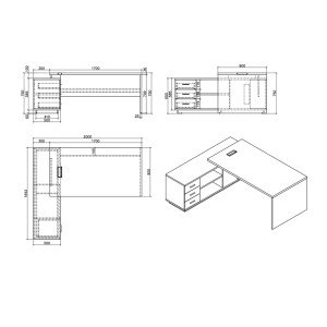 pak-069-000017-8 ΓΡΑΦΕΙΟ ΕΡΓΑΣΙΑΣ ΕΠΑΓΓΕΛΜΑΤΙΚΟ MINIMAL PAKOWORLD ΔΕΞΙΑ ΓΩΝΙΑ ΦΥΣΙΚΟ 200X170X75ΕΚ