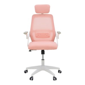 pak-069-000090-3 ΚΑΡΕΚΛΑ ΓΡΑΦΕΙΟΥ PEJA PAKOWORLD MESH ΥΦΑΣΜΑ ΡΟΖ-ΣΚΕΛΕΤΟΣ ΛΕΥΚΟ 58X60X107-117ΕΚ