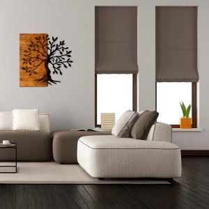pak-071-001602-1 ΔΙΑΚΟΣΜΗΤΙΚΟ ΤΟΙΧΟΥ TRELBO PAKOWORLD ΞΥΛΟ ΠΕΥΚΟΥ ΣΕ ΦΥΣΙΚΗ ΑΠΟΧΡΩΣΗ ΜΕ ΜΑΥΡΟ ΜΕΤΑΛΛΟ 58X3X58ΕΚ