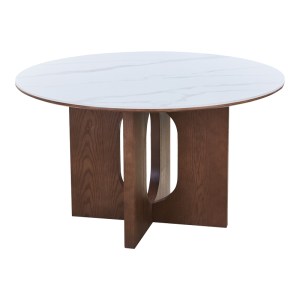 pak-072-000171 ΤΡΑΠΕΖΙ MERGE PAKOWORLD SINTERED STONE-MDF ΣΕ ΛΕΥΚΟ ΜΑΡΜΑΡΟΥ ΜΕ ΚΑΡΥΔΙ ΒΑΣΗ Φ130X75ΕΚ