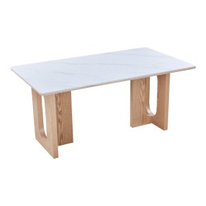 pak-072-000173-2 ΤΡΑΠΕΖΙ BENQUI PAKOWORLD SINTERED STONE-MDF ΣΕ ΛΕΥΚΟ ΜΑΡΜΑΡΟΥ ΜΕ ΒΑΣΗ ΣΕ ΦΥΣΙΚΗ ΑΠΟΧΡΩΣΗ 160X90X75ΕΚ