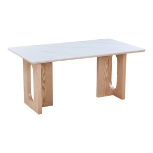 pak-072-000173 ΤΡΑΠΕΖΙ BENQUI PAKOWORLD SINTERED STONE-MDF ΣΕ ΛΕΥΚΟ ΜΑΡΜΑΡΟΥ ΜΕ ΒΑΣΗ ΣΕ ΦΥΣΙΚΗ ΑΠΟΧΡΩΣΗ 160X90X75ΕΚ