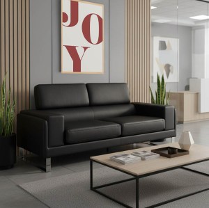 pak-074-000009-1 ΚΑΝΑΠΕΣ SHEA PAKOWORLD 3ΘΕΣΙΟΣ PU ΜΑΥΡΟ-INOX 198X80X87ΕΚ