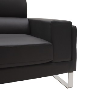 pak-074-000009-4 ΚΑΝΑΠΕΣ SHEA PAKOWORLD 3ΘΕΣΙΟΣ PU ΜΑΥΡΟ-INOX 198X80X87ΕΚ