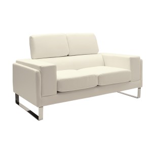 pak-074-000011 ΚΑΝΑΠΕΣ SHEA PAKOWORLD 2ΘΕΣΙΟΣ PU IVORY-INOX 158X80X87ΕΚ